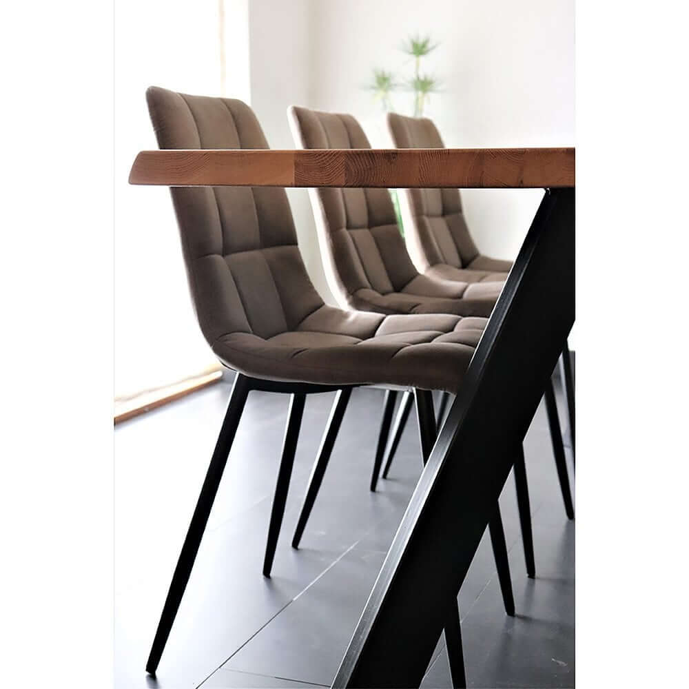 Middelfart Dining Chair - Brown, Microfiber, Black Metal Legs - Set of 2 - House Nordic ApS