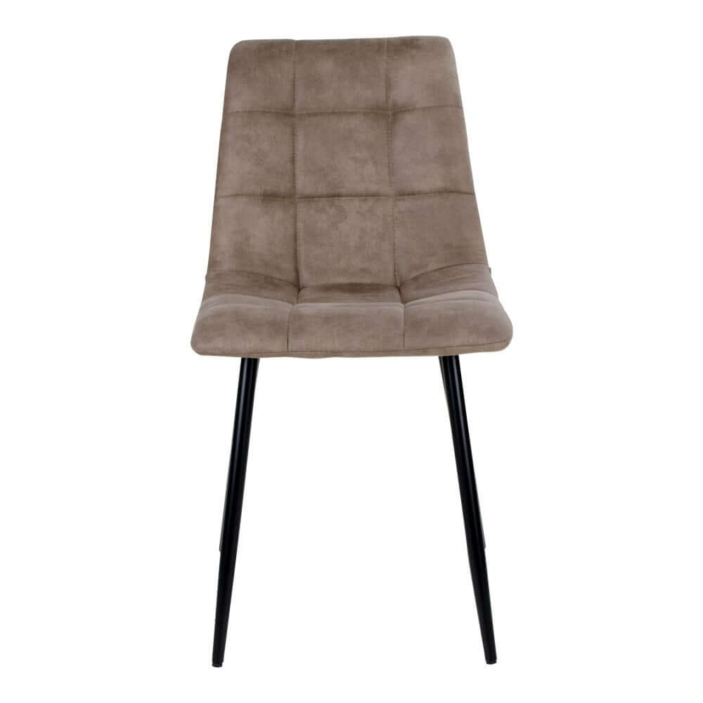Middelfart Dining Chair - Brown, Microfiber, Black Metal Legs - Set of 2 - House Nordic ApS