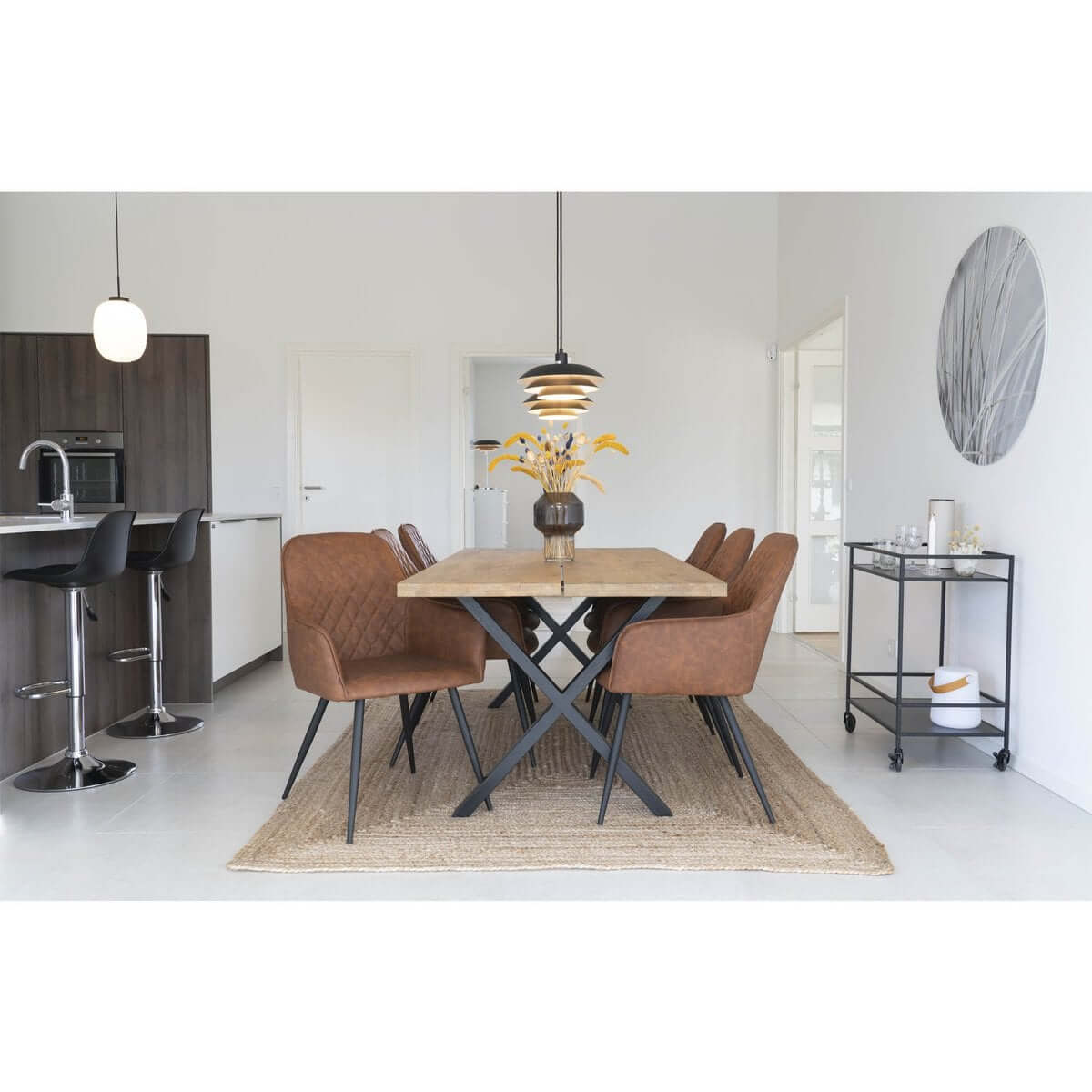 Harbo Dining Chair - PU, Steel, Brown - Set of 2 - House Nordic ApS