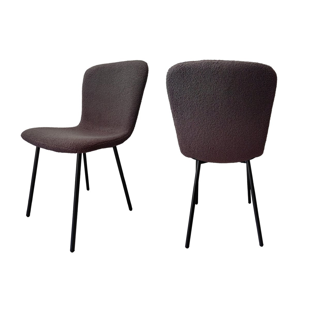 Eetkamerstoel Donkerbruin – Bouclé-Look met Zwart Metalen Frame – Set van 4 - SalesFever - Casanovio