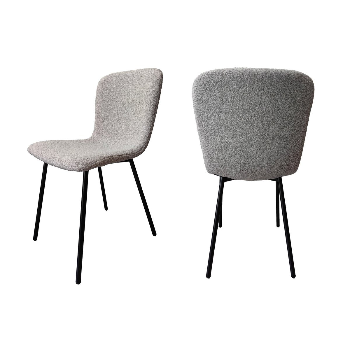 Eetkamerstoel Grijs – Bouclé-Look met Zwart Metalen Frame – Set van 4 - SalesFever - Casanovio