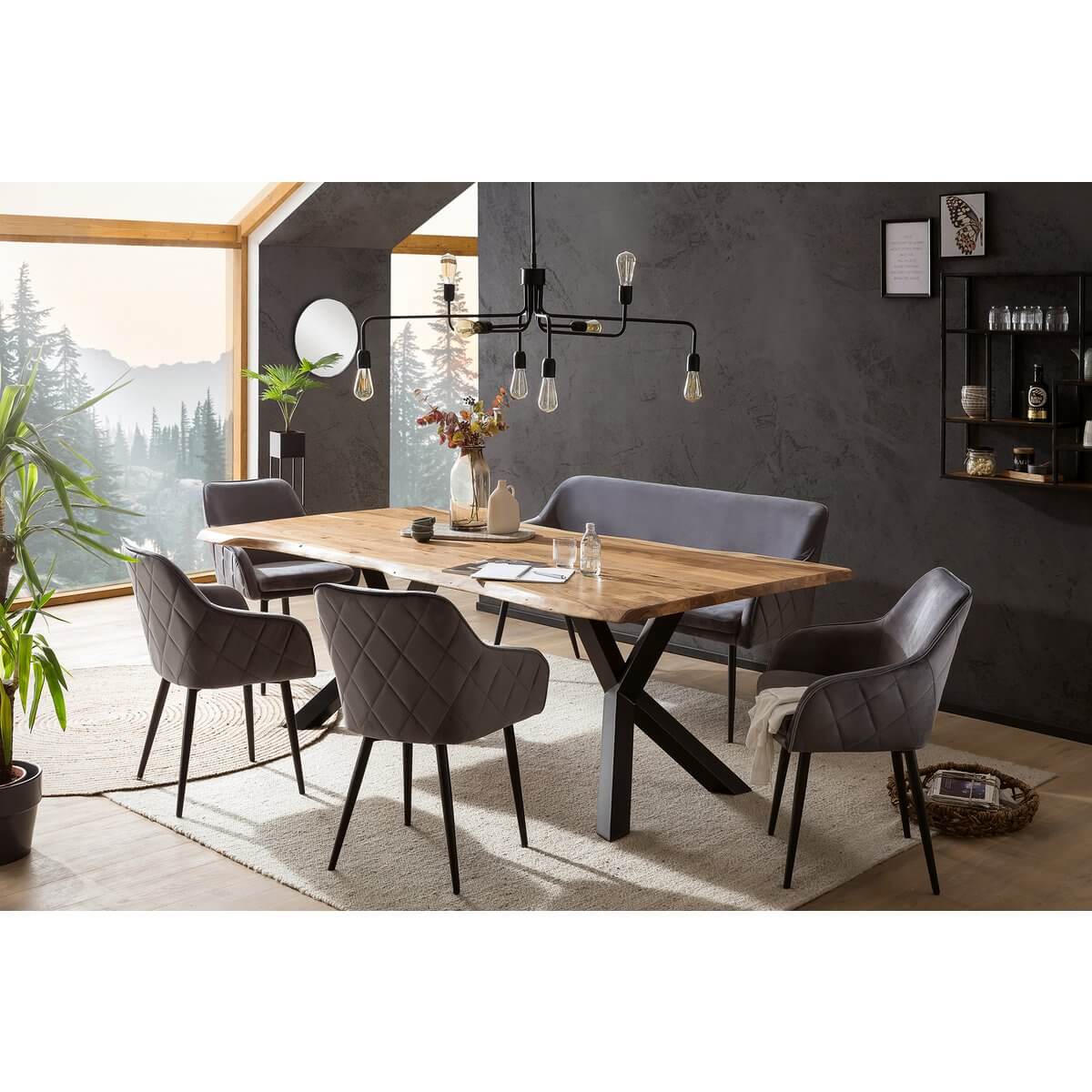 Dining room chair gray velvet - SalesFever