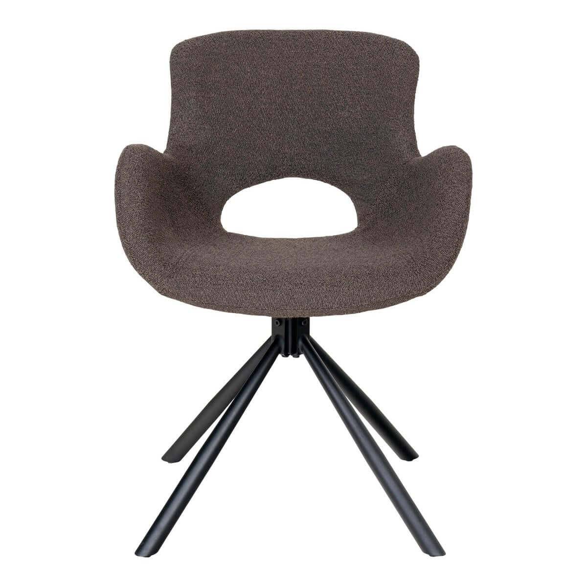 Amorim Dining Chair - Mushroom Bouclé, Black Swivel Base - Set of 2 - House Nordic ApS