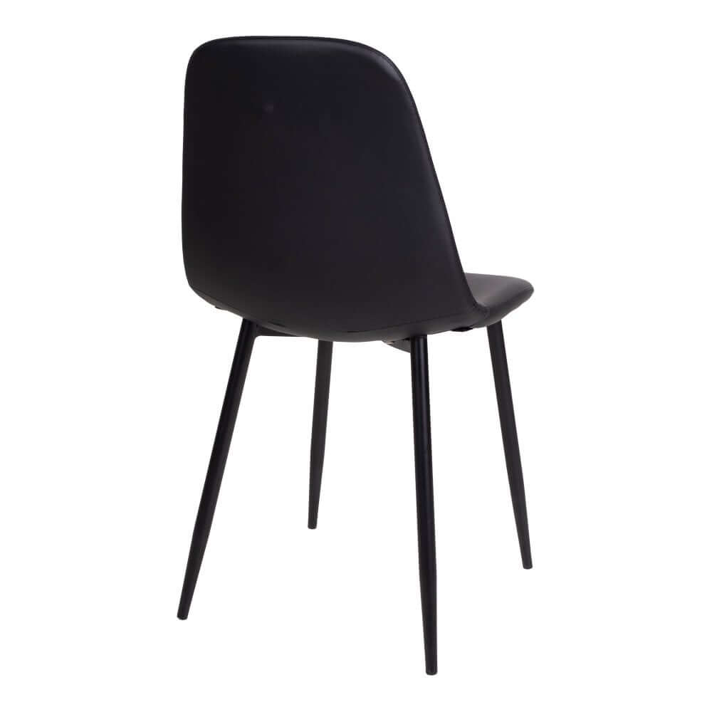 Stockholm Dining Chair - Black, PU Leather, Black Metal Legs - Set of 2 - House Nordic ApS
