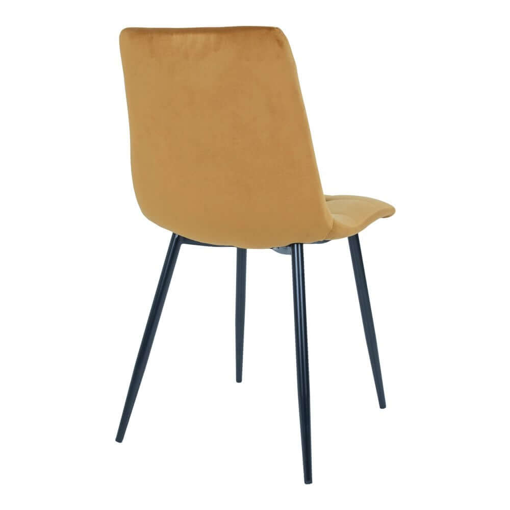 Middelfart Dining Chair - Polyester Velvet, Steel, Mustard Yellow - Set of 2 - House Nordic ApS
