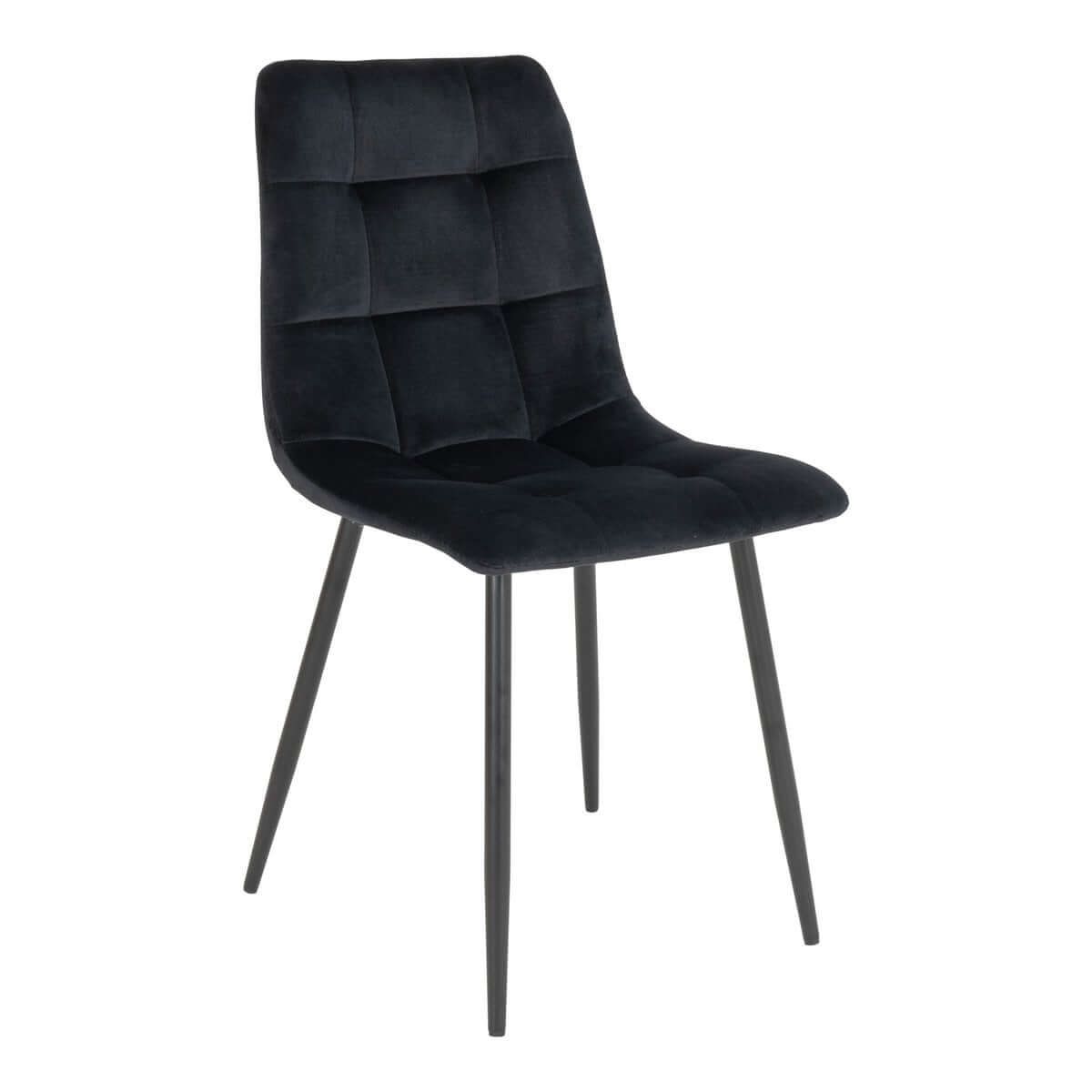 Middelfart Dining Chair - Polyester Velvet, Steel, Black - Set of 2 - House Nordic ApS