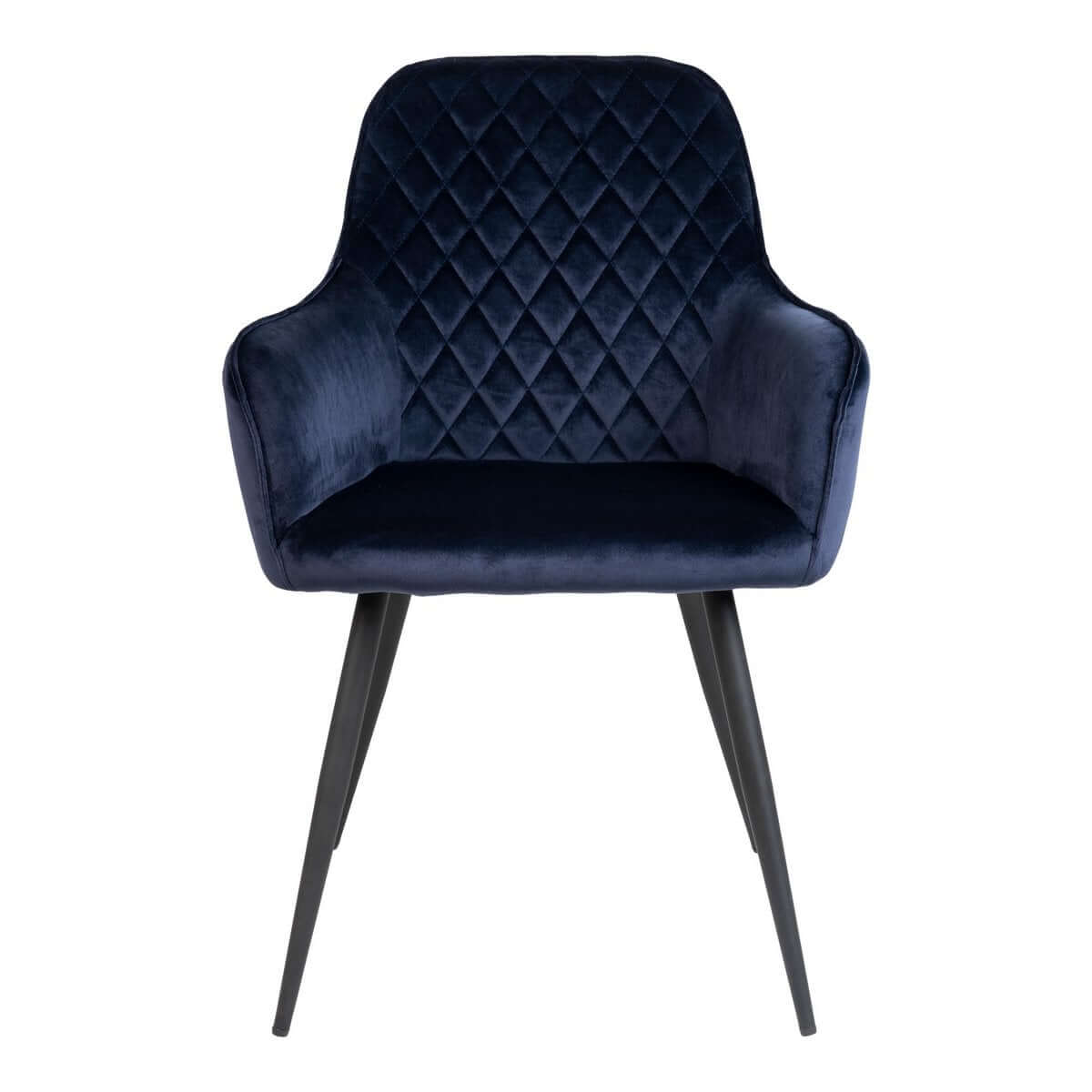 Harbo Dining Chair - Blue, Velvet, Black Metal Legs - Set of 2 - House Nordic ApS