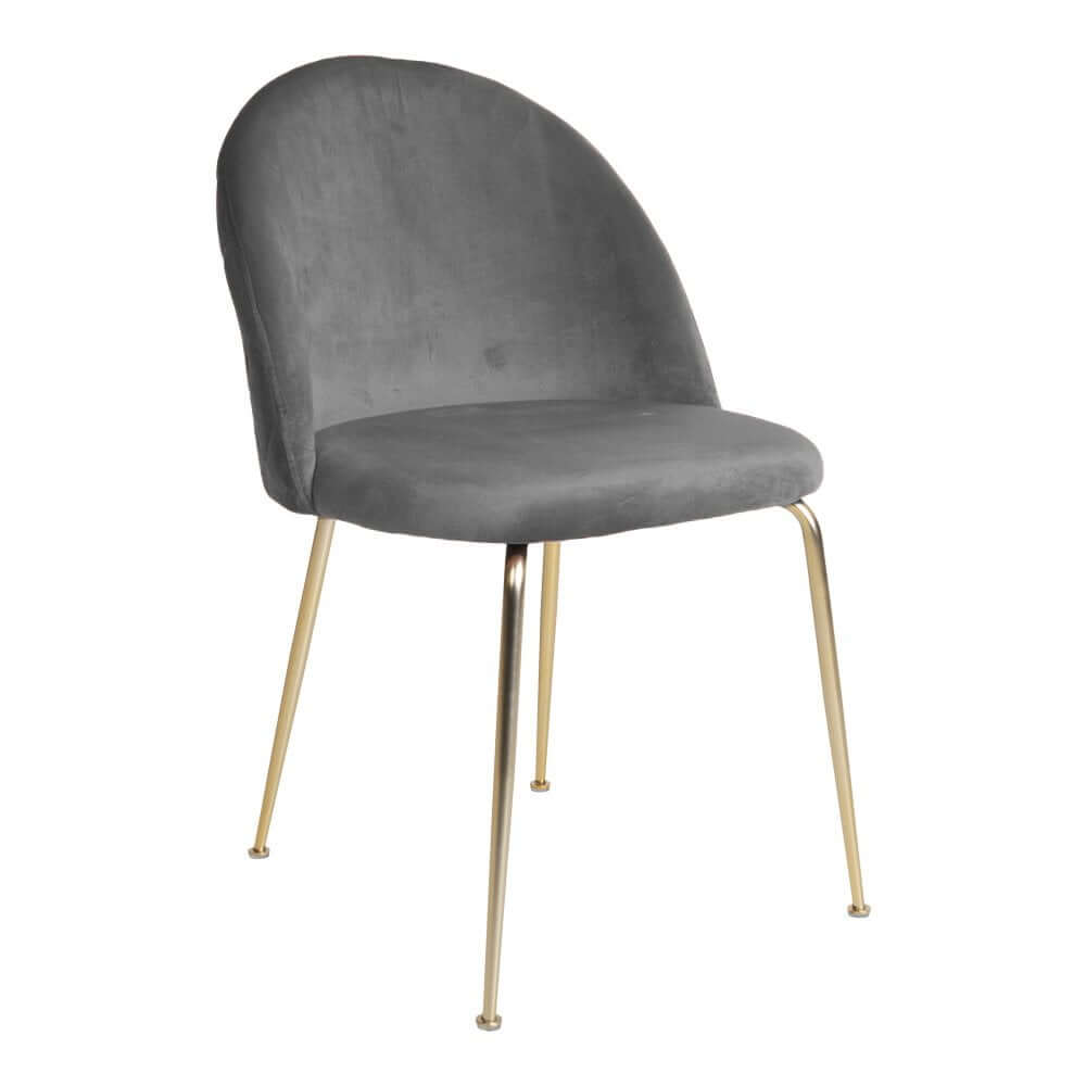 Geneve Dining Chair - Velvet, Steel, Grey - Set of 2 - House Nordic ApS