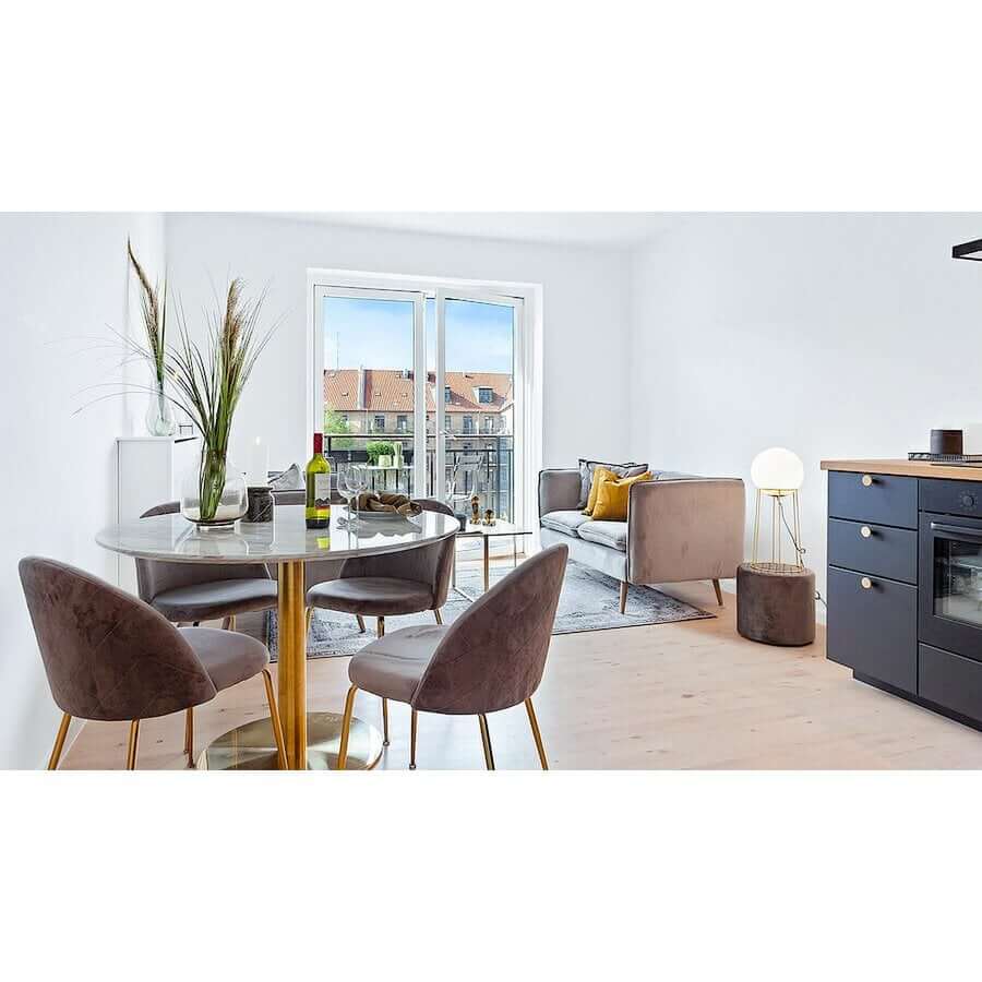 Geneve Dining Chair - Velvet, Steel, Grey - Set of 2 - House Nordic ApS