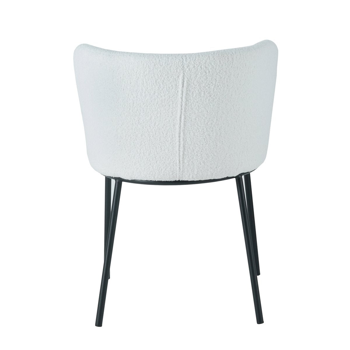 Eetkamerstoel Wit – Bouclé-Look met Zwart Metalen Frame – Set van 2 - SalesFever - Casanovio