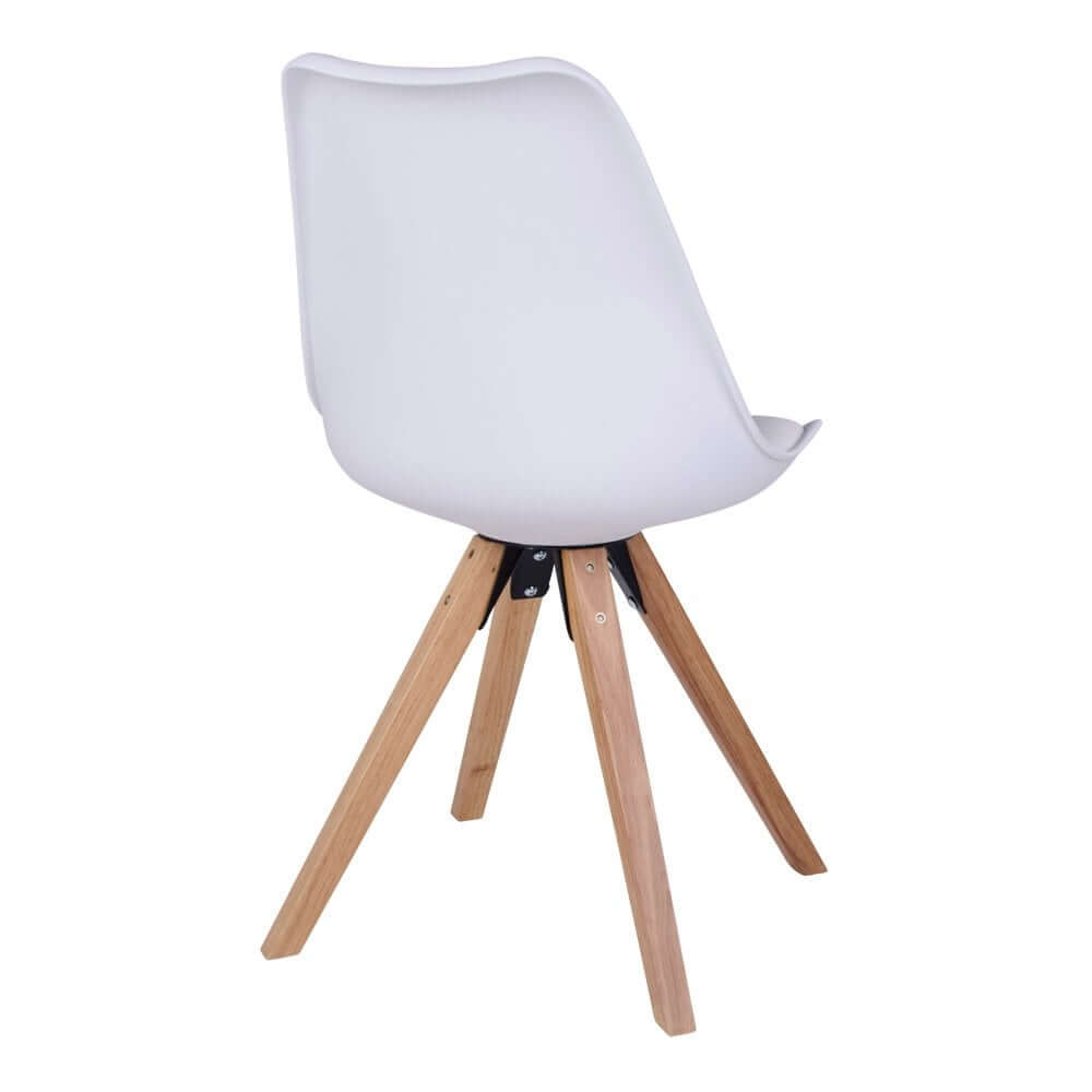 Bergen Dining Chair - PU Leather, Moulded Plastic, Rubberwood, White - Set of 2 - House Nordic ApS