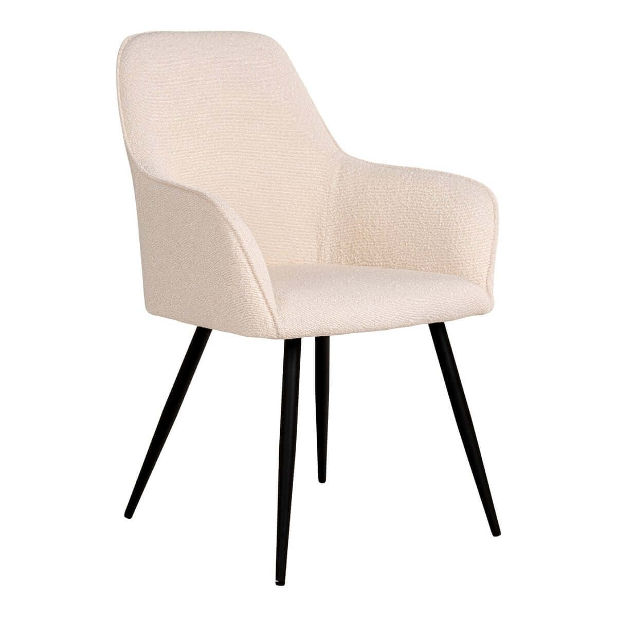 Harbo Dining Chair - White Bouclé, Black Legs - Set of 2 - House Nordic ApS