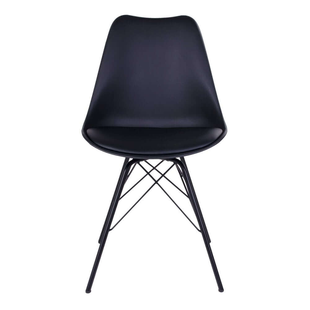 Oslo Dining Chair - PU Leather, Moulded Plastic, Metal, Black - Set of 2 - House Nordic ApS