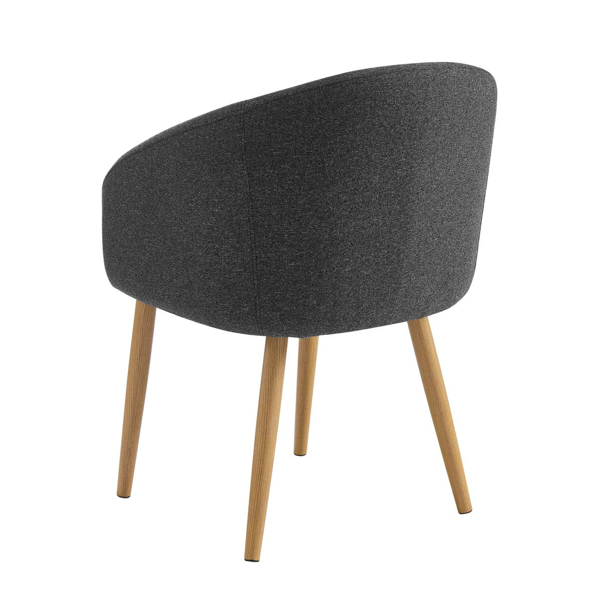 Eetkamerstoel met Armleuningen – Structuurstof Donkergrijs met Houten Poten – Set van 2 - SalesFever - Casanovio