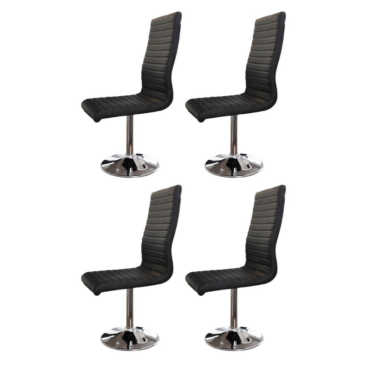 Dining room chairs black faux leather look set of 4 - SalesFever