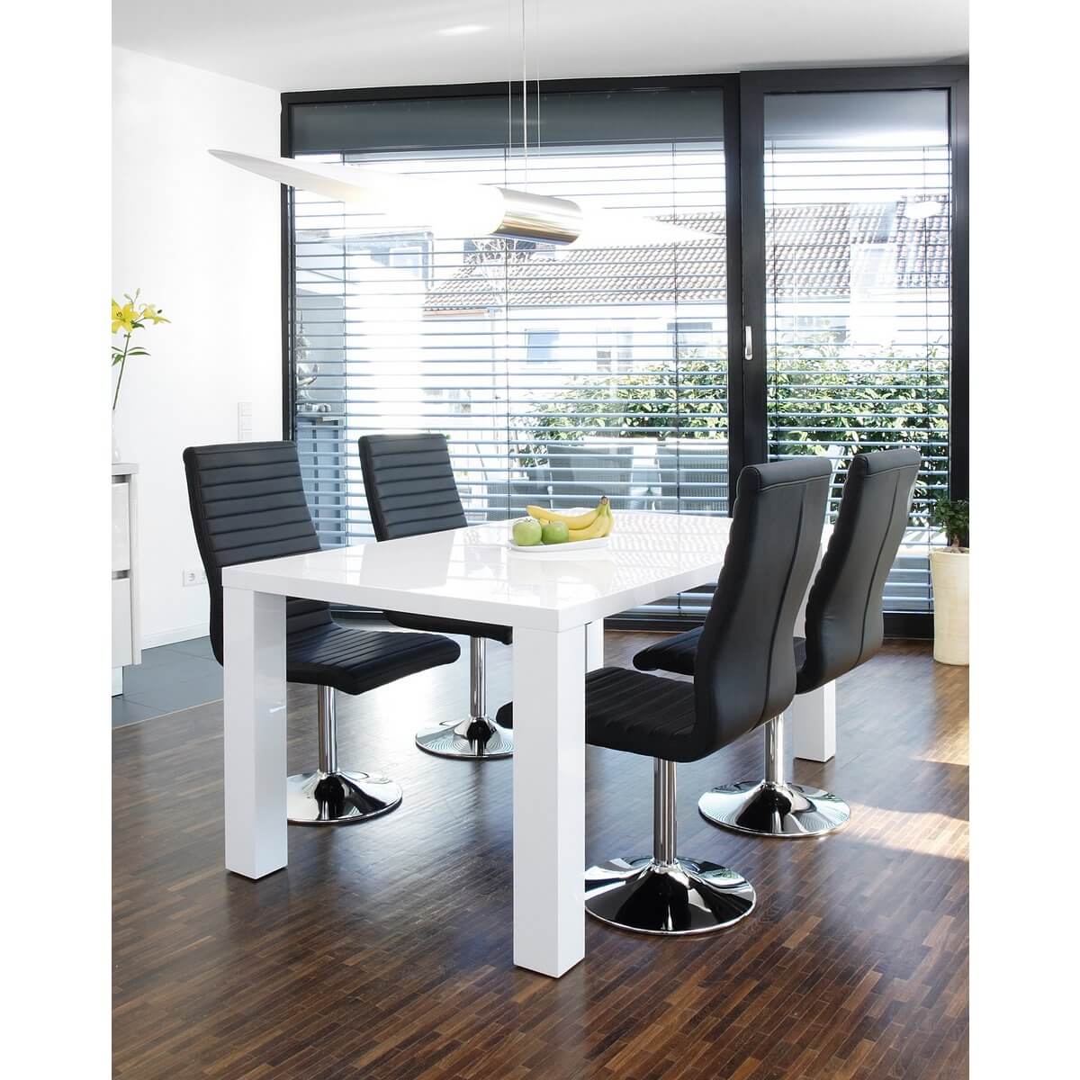 Dining room chairs black faux leather look set of 4 - SalesFever