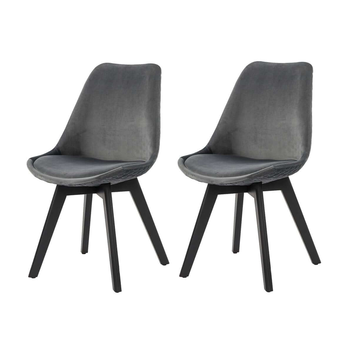 Dining room chair set of 2 gray velvet - SalesFever