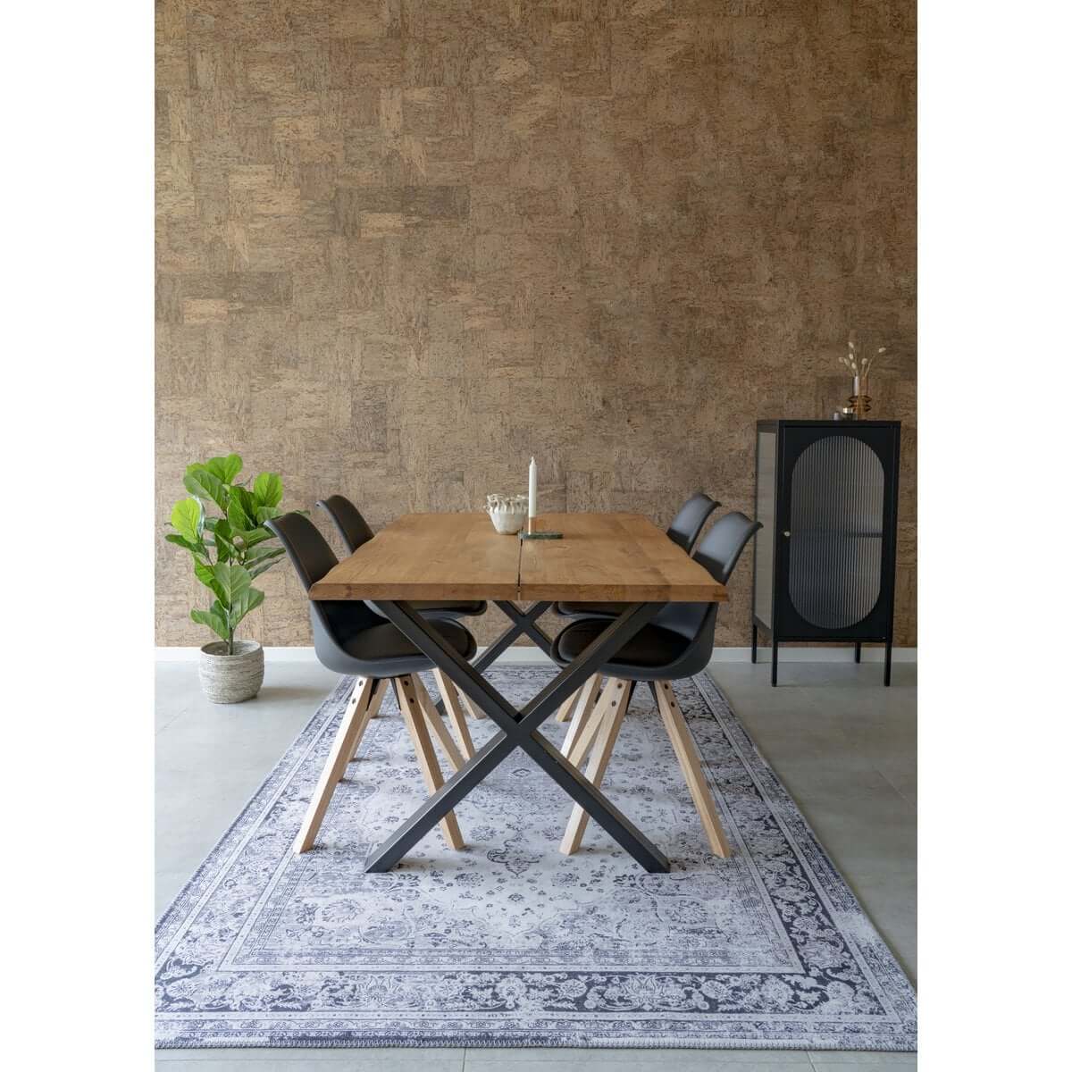 Bergen Dining Chair - PU Leather, Moulded Plastic, Rubberwood, Black - Set of 2 - House Nordic ApS