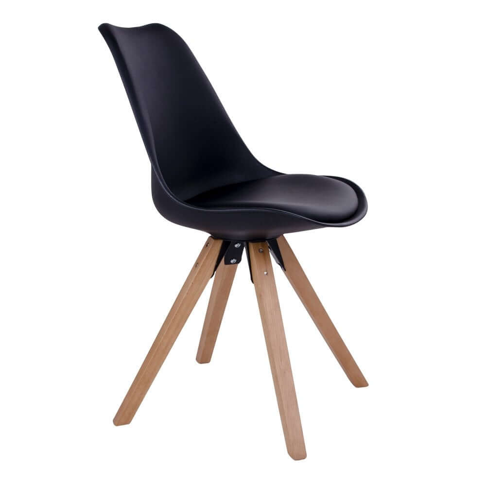 Bergen Dining Chair - PU Leather, Moulded Plastic, Rubberwood, Black - Set of 2 - House Nordic ApS