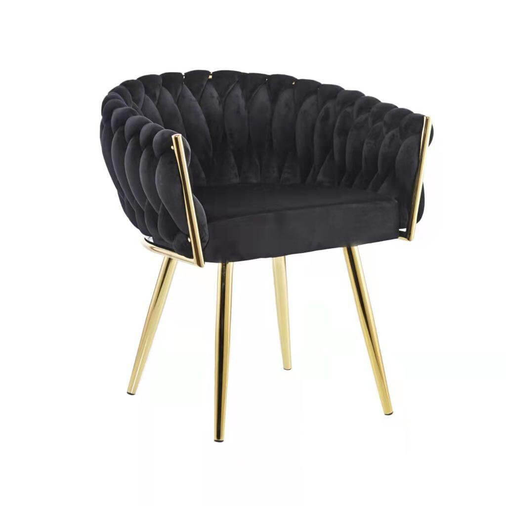 Eva Chair Velvet Black Gold Frame - Luxury Living B.V.