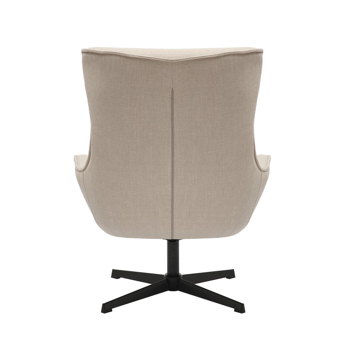Fauteuil Beige – Structuurstof met Zwart Metalen Frame en Draaifunctie - SalesFever - Casanovio