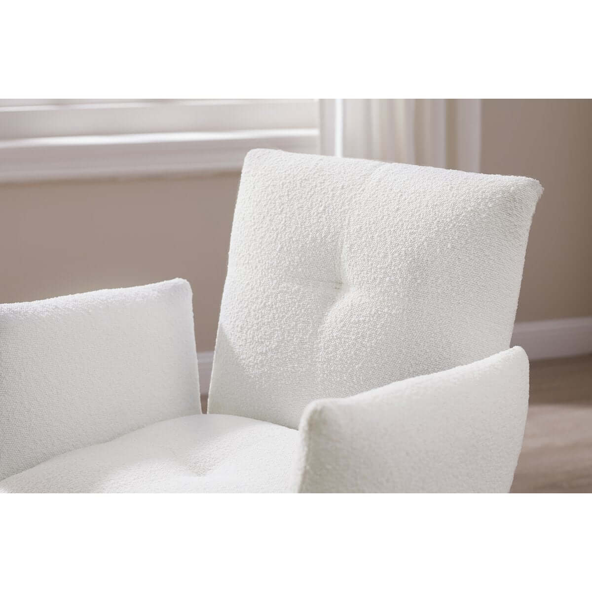 Armchair Bouclé fabric white - SalesFever