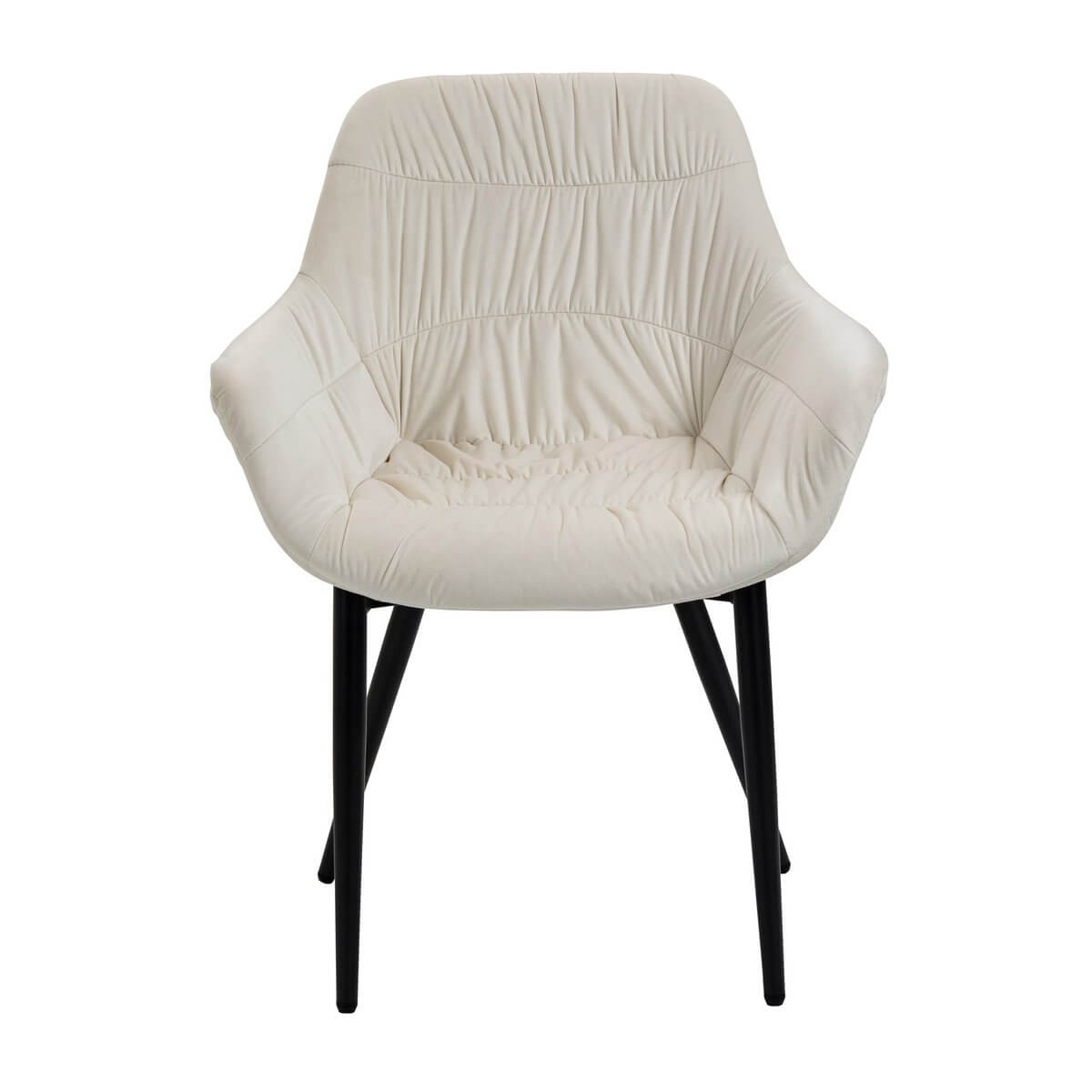 Armchair with honeycomb quilting in cream velvet - SalesFever