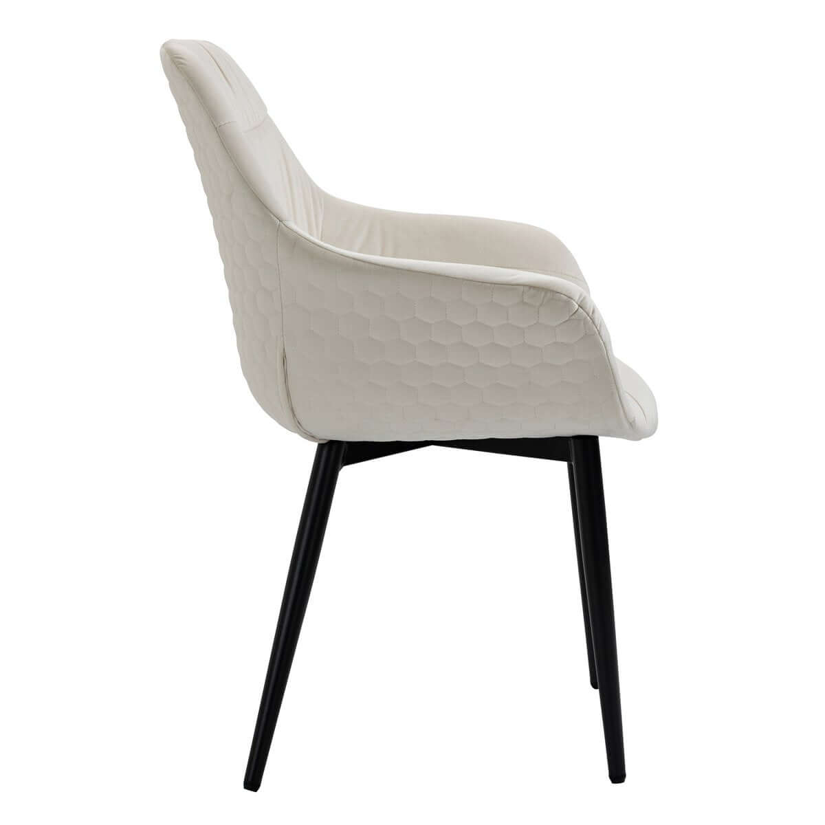 Armchair with honeycomb quilting in cream velvet - SalesFever