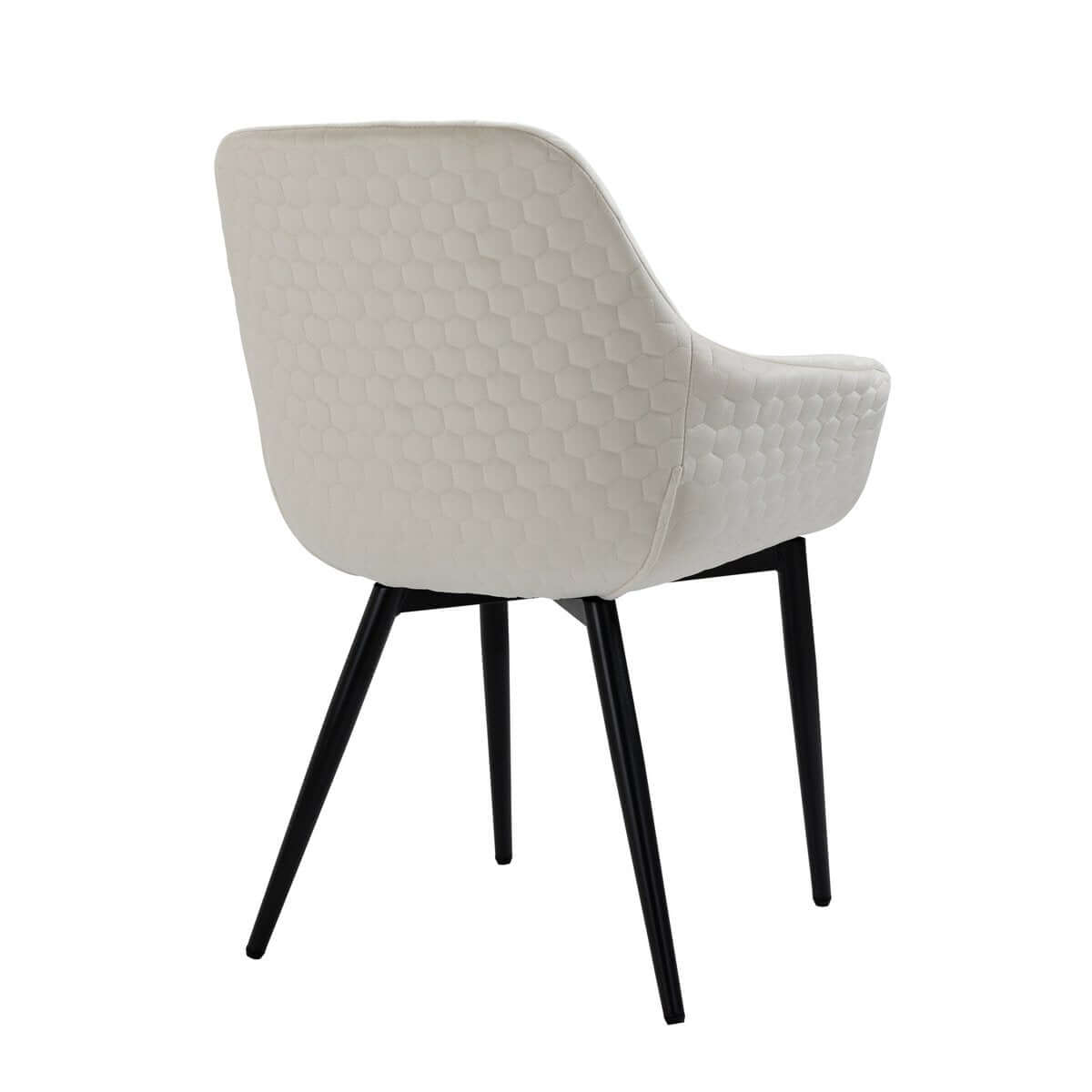 Armchair with honeycomb quilting in cream velvet - SalesFever