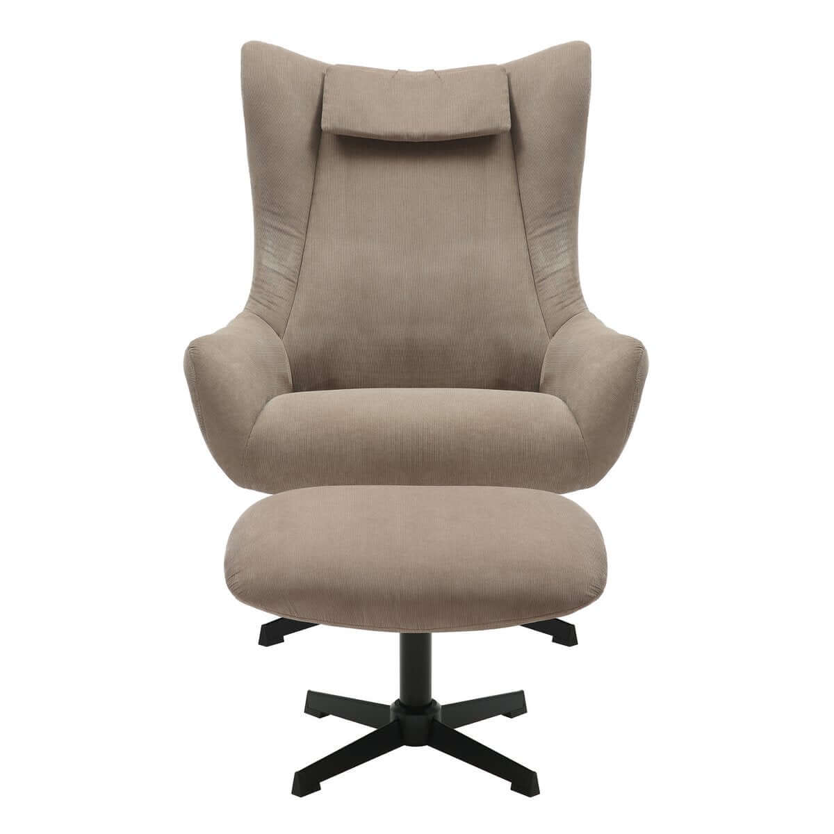 Armchair and stool corduroy look brown - SalesFever
