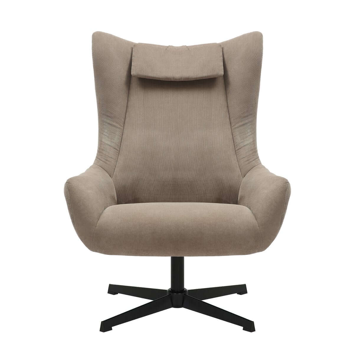 Armchair and stool corduroy look brown - SalesFever