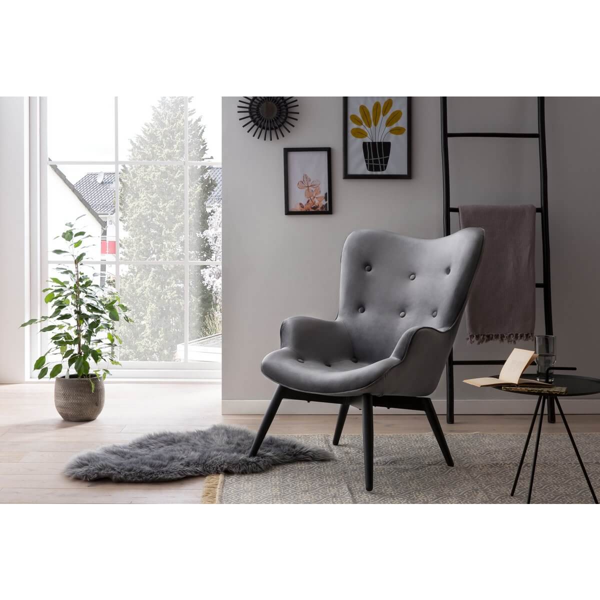 Armchair gray velvet - SalesFever
