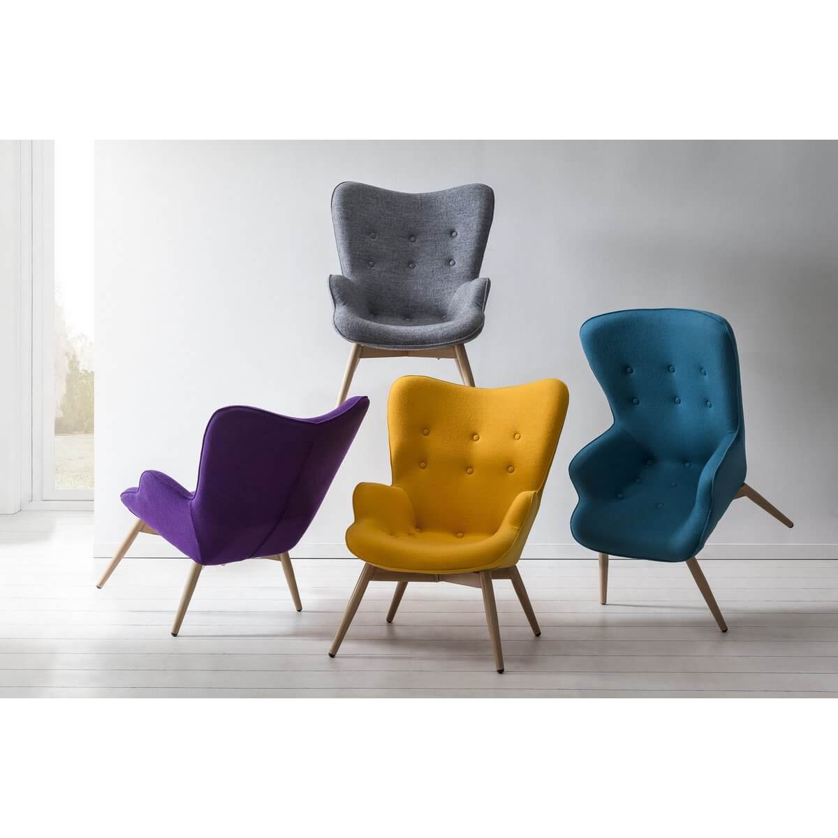 Armchair in gray woven fabric - SalesFever