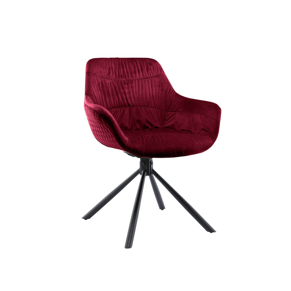 Armchair with honeycomb quilting in red velvet - SalesFever