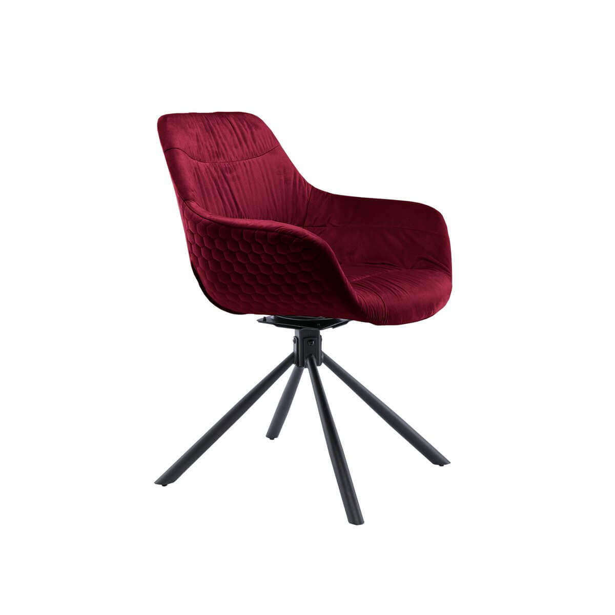 Armchair with honeycomb quilting in red velvet - SalesFever