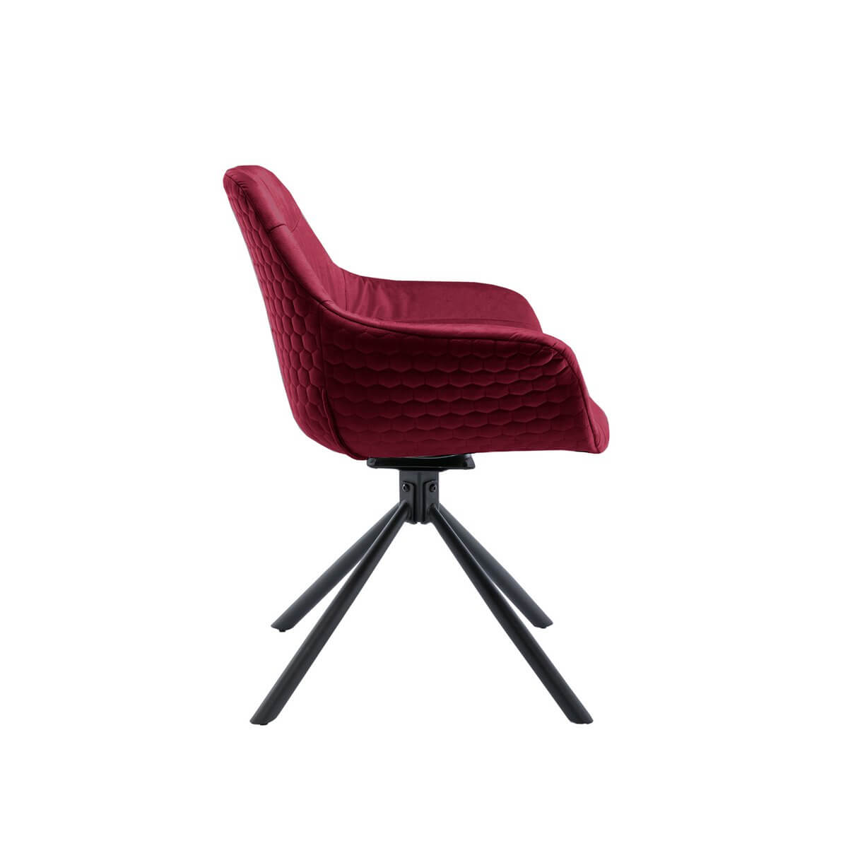 Armchair with honeycomb quilting in red velvet - SalesFever