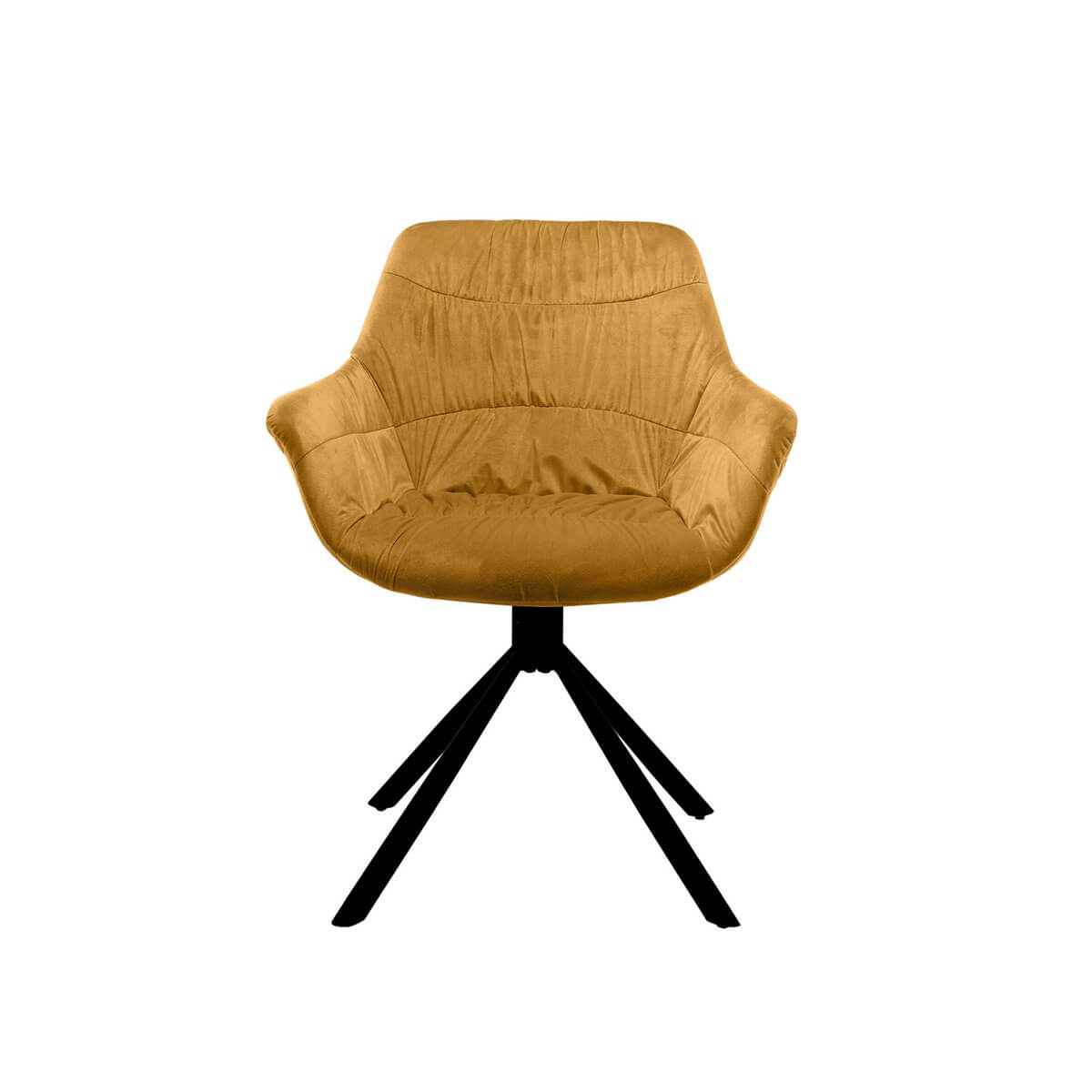 Armchair with honeycomb quilting in mustard yellow velvet - SalesFever