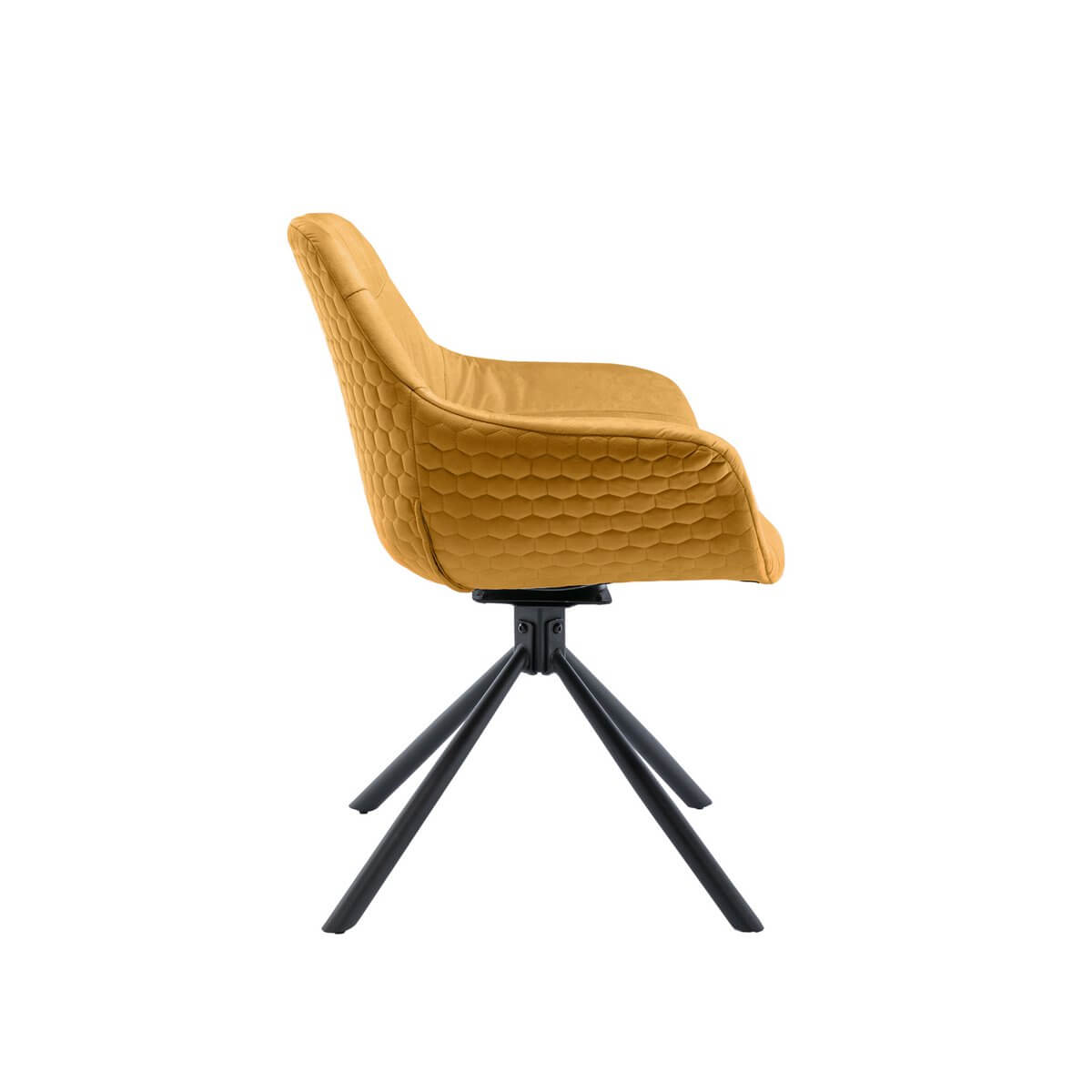 Armchair with honeycomb quilting in mustard yellow velvet - SalesFever