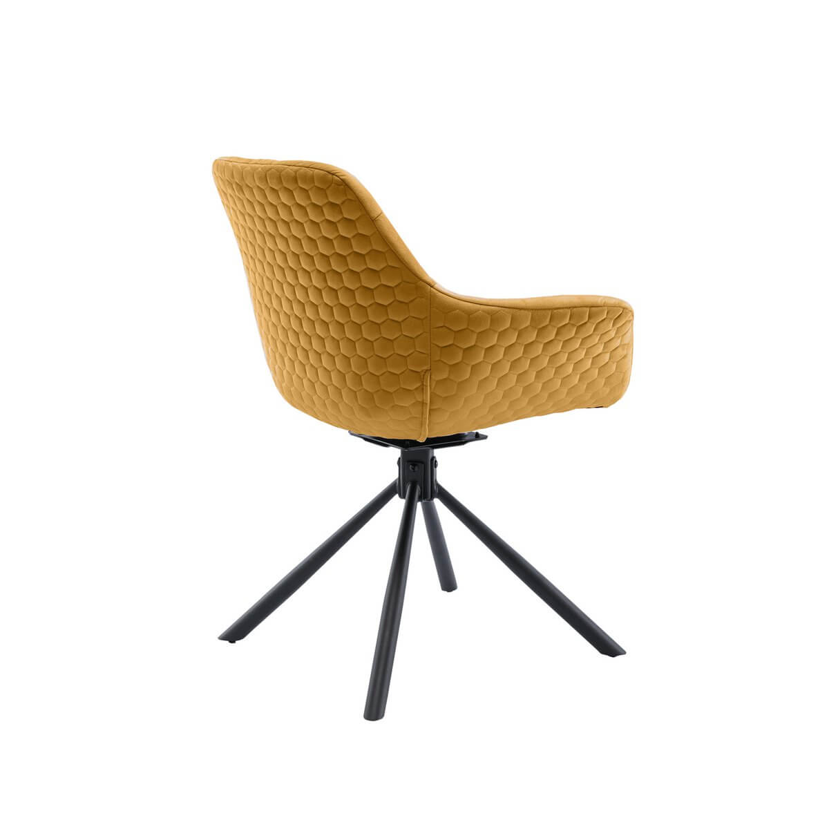 Armchair with honeycomb quilting in mustard yellow velvet - SalesFever