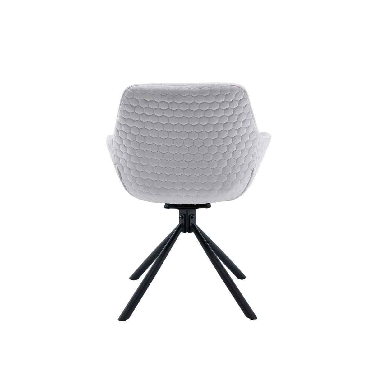 Armchair with honeycomb quilting in light gray velvet - SalesFever