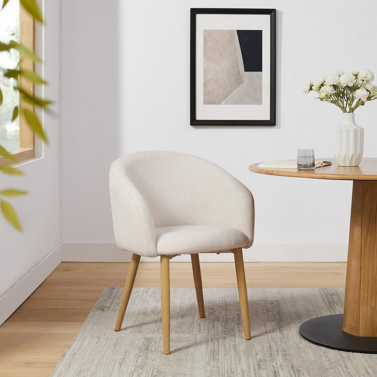 Armchair set of 2 structured fabric beige - SalesFever