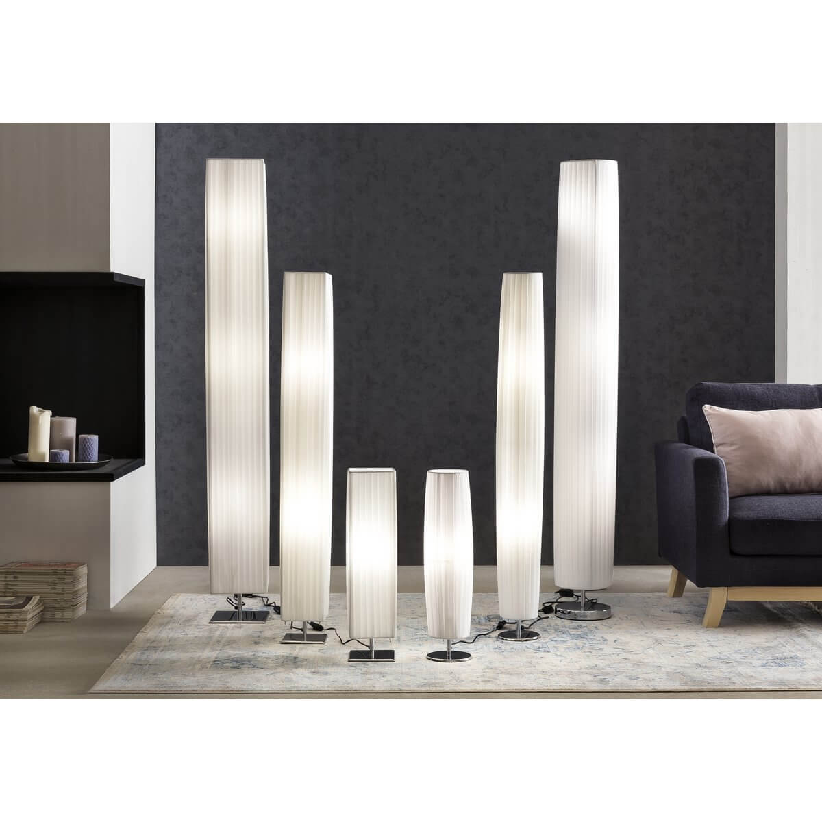 Floor lamp 120 cm square white, chrome - SalesFever