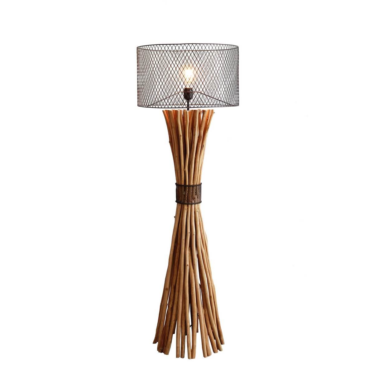 Floor lamp driftwood natural/black 149 cm - SalesFever