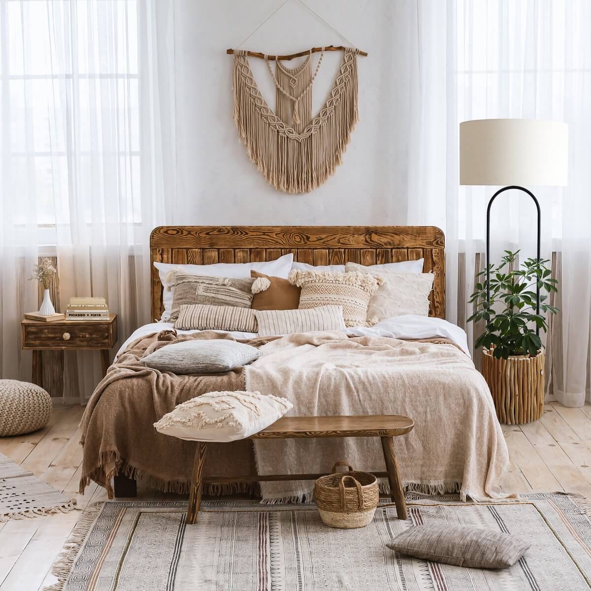 Floor lamp driftwood natural/white 155 cm - SalesFever