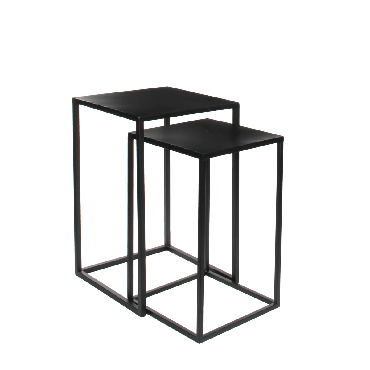 Goa bijzettafels metaal zwart - vierkant met hoogteverschil - set van 2