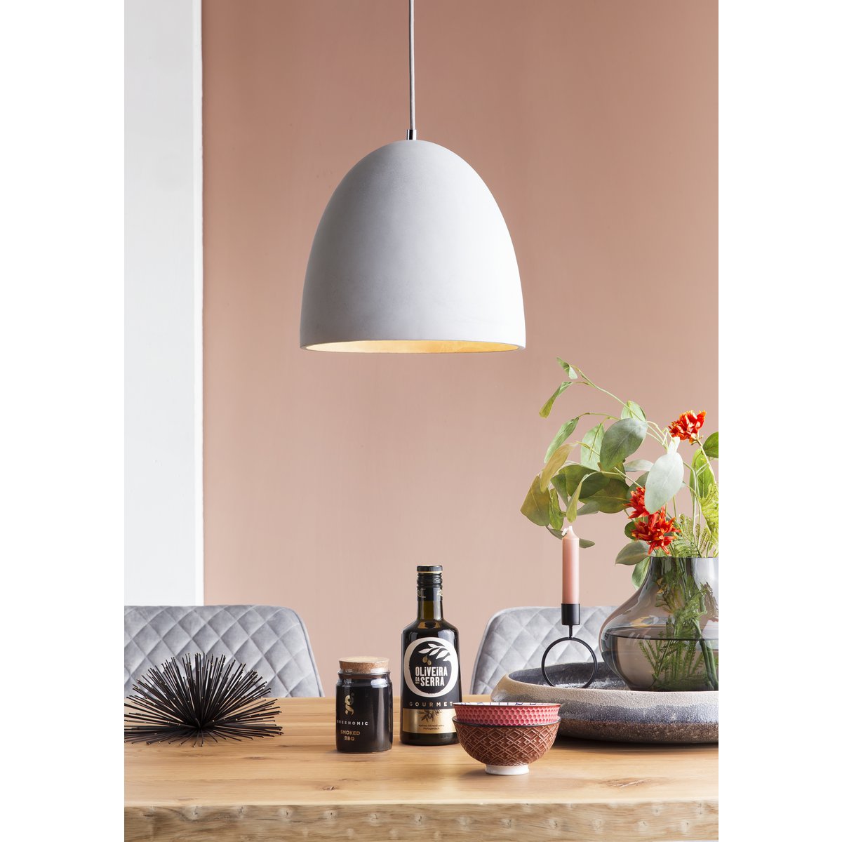 Hanglamp Beton Grijs 120 cm – Industriële Plafondlamp met Metalen Ophanging - SalesFever - Casanovio