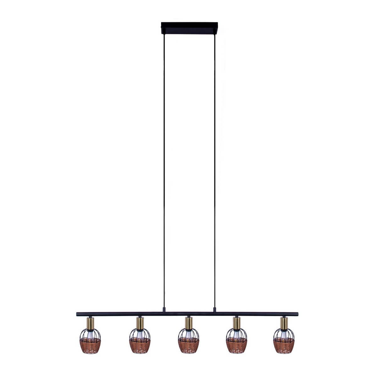Hanglamp Metaal Zwart Goud Rotan – Lengte 100 Cm Modern