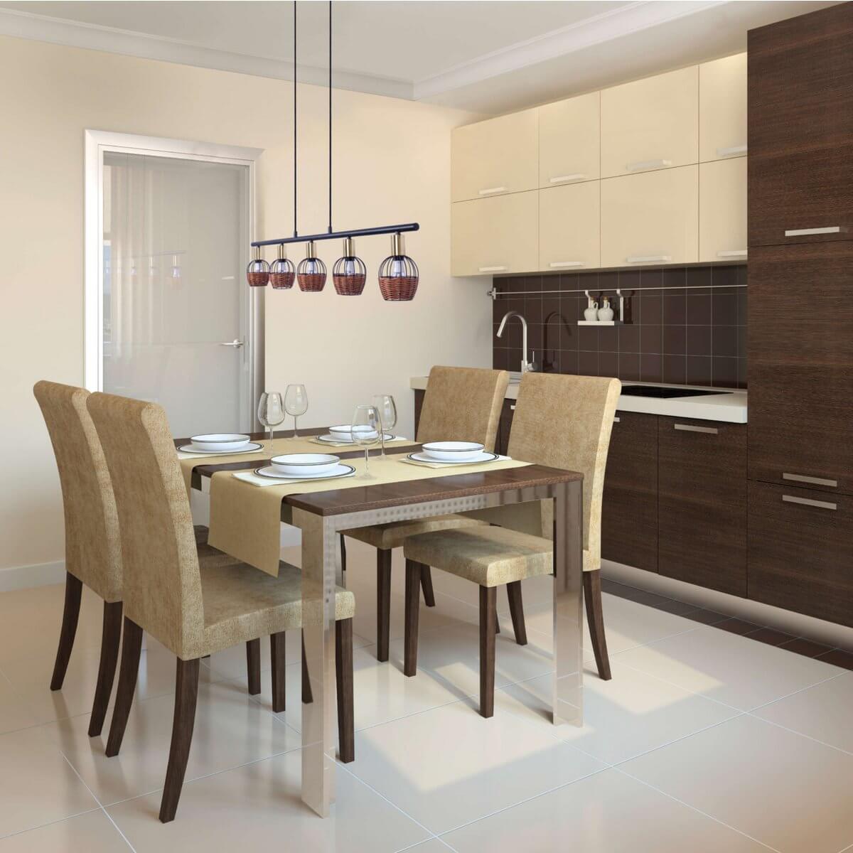 Hanglamp Metaal Zwart Goud Rotan – Lengte 100 Cm Modern