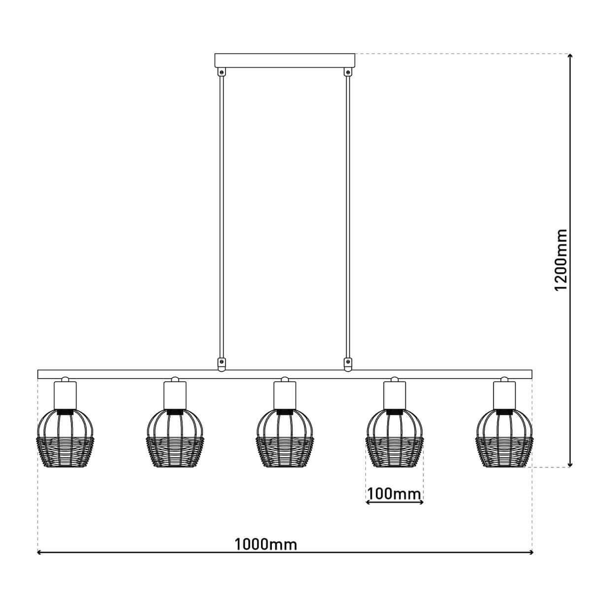 Hanglamp Metaal Zwart Goud Rotan – Lengte 100 Cm Modern