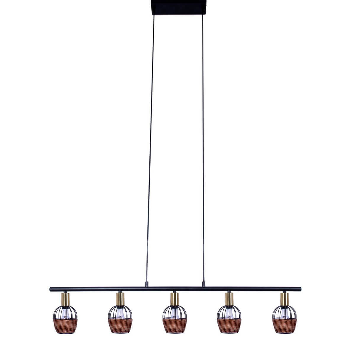 Hanglamp Metaal Zwart Goud Rotan – Lengte 100 Cm Modern